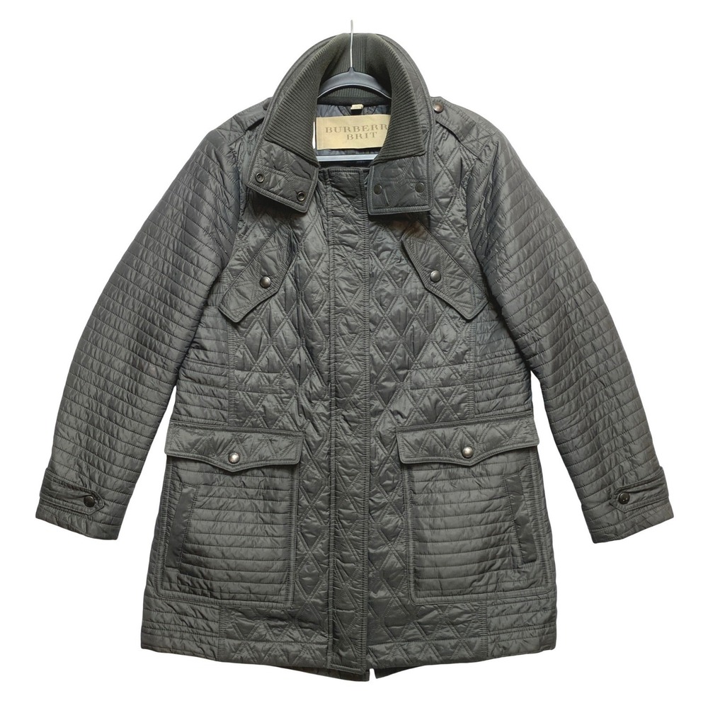 Burberry Brit Bosdale Jacket Womens XL Olive Quilted Field Nova Check Lining